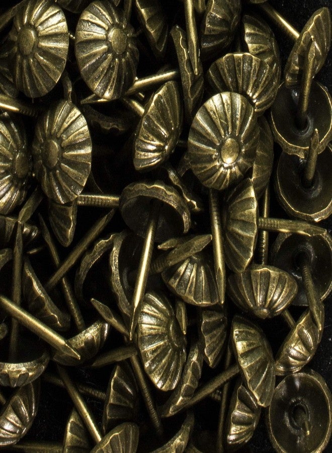 decotacks Upholstery Tacks, Furniture Nails, Pins 7/16" Head Diameter - 100 Pcs [Antique Brass Daisy] DX54AB - Image 3